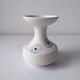 White and blue ceramic vase with italian relief