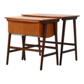 Pair of Scandinavian Nesting Coffee Tables with Yarn Box