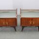 Mid-century Italian bedside tables with glass tops, 1950s