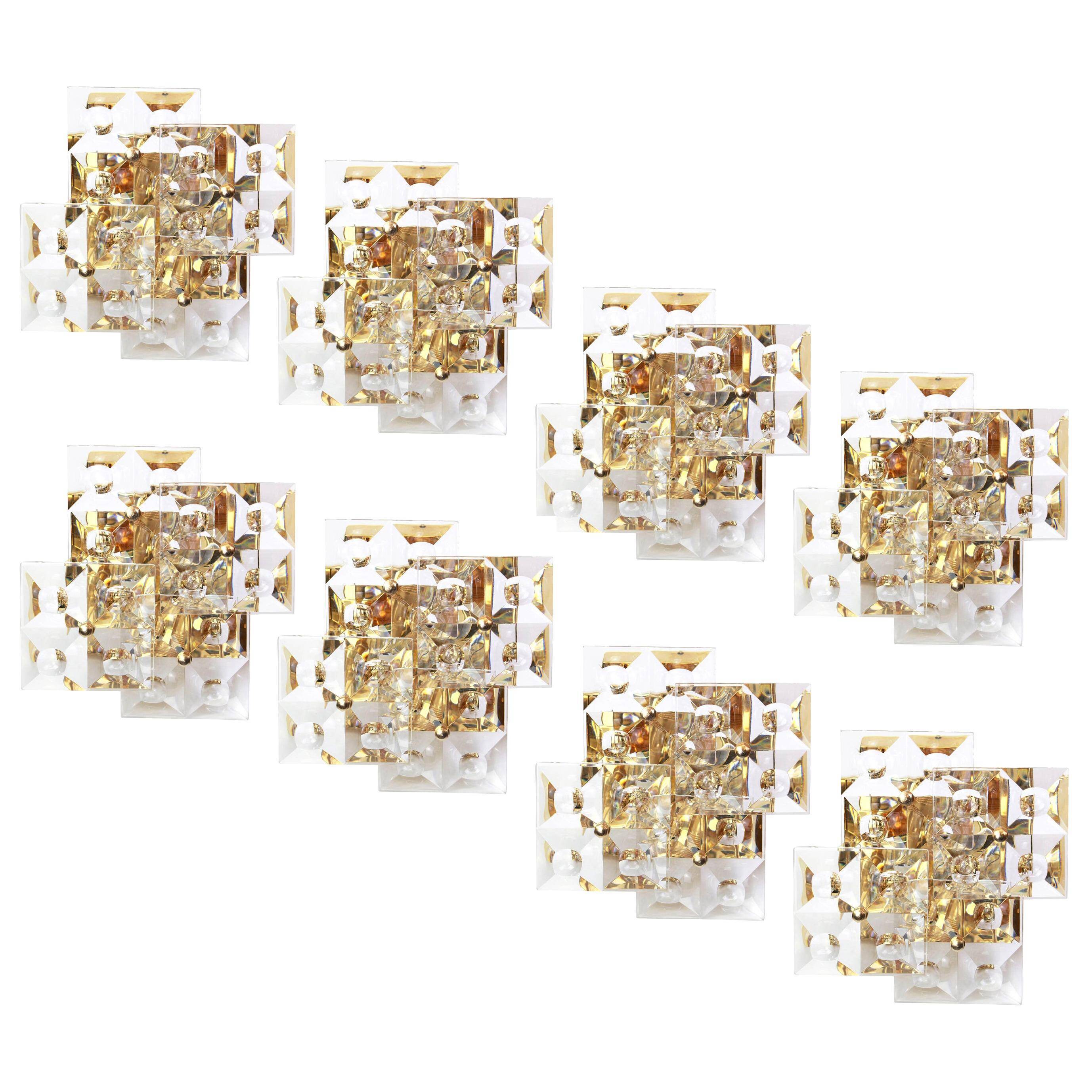 Magnificent crystal wall light by Kinkeldey, Germany, 1970s.