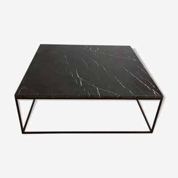 Table basse carrée en marbre noir Khenifra 80x80