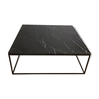 Table basse carrée en marbre noir Khenifra 80x80