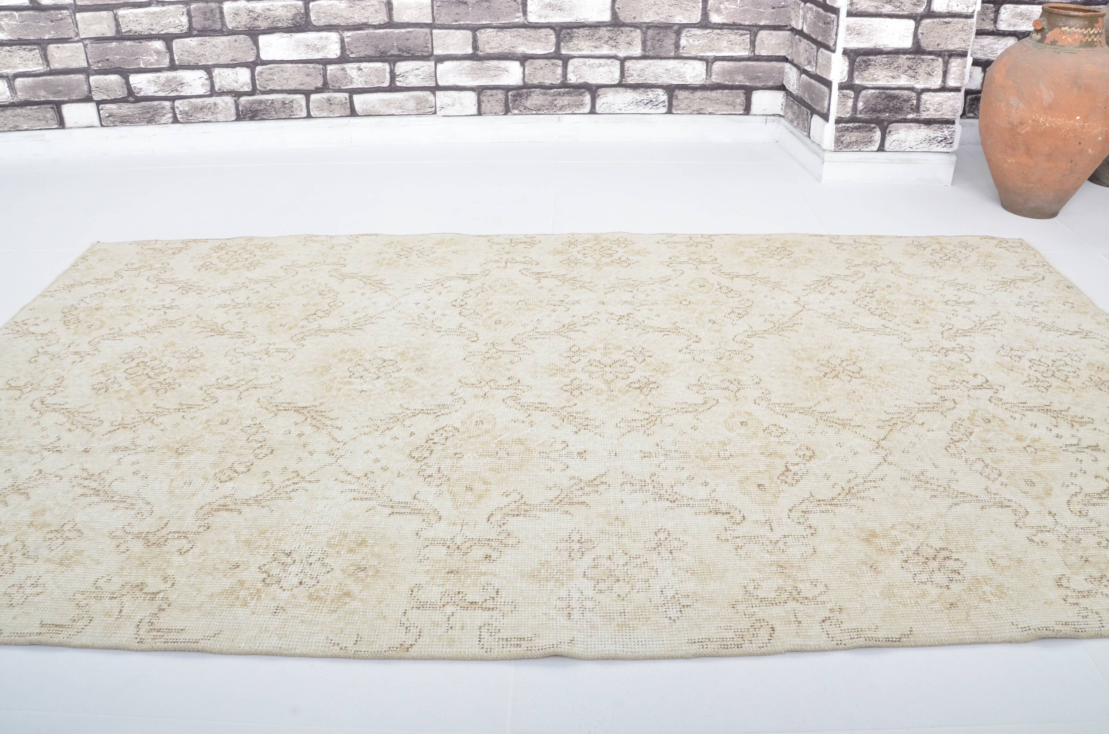 Beige Geometric Oushak Turkish Rug sku 3123