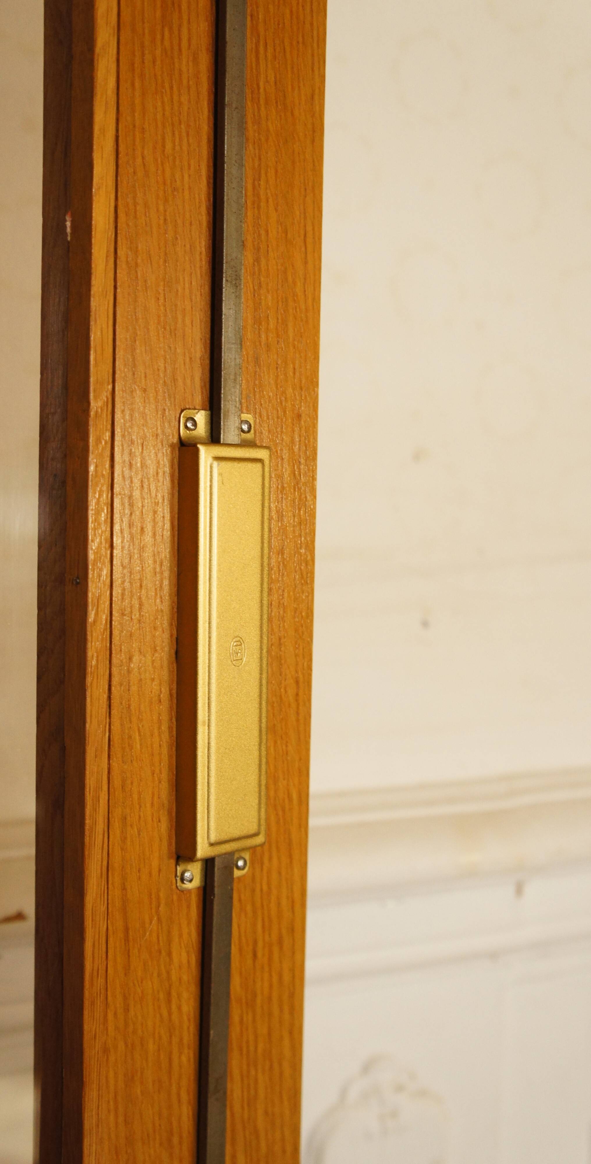 Modernist glass library in blond wood 1960