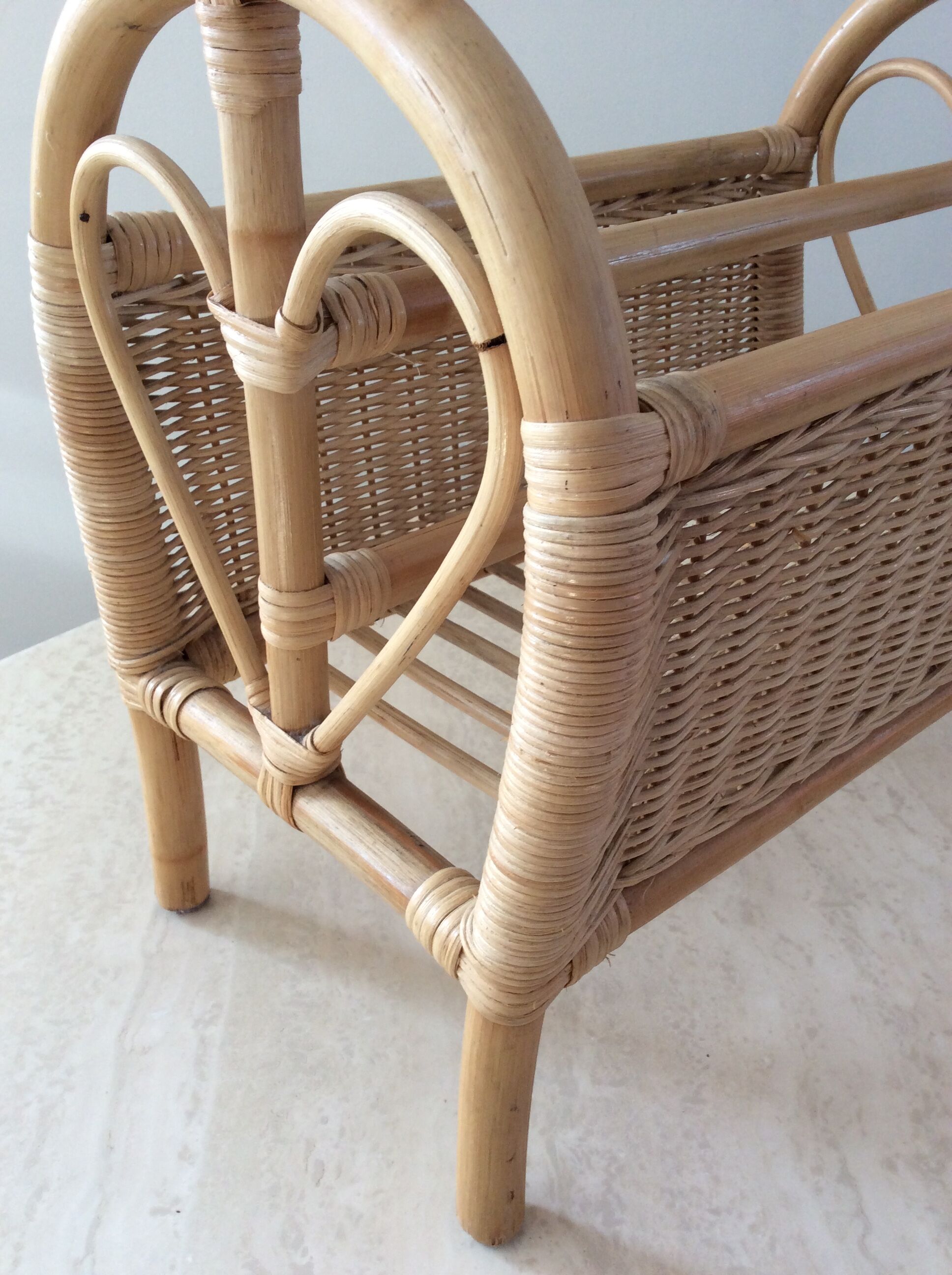 Vintage magazine holders from the 70s in rattan