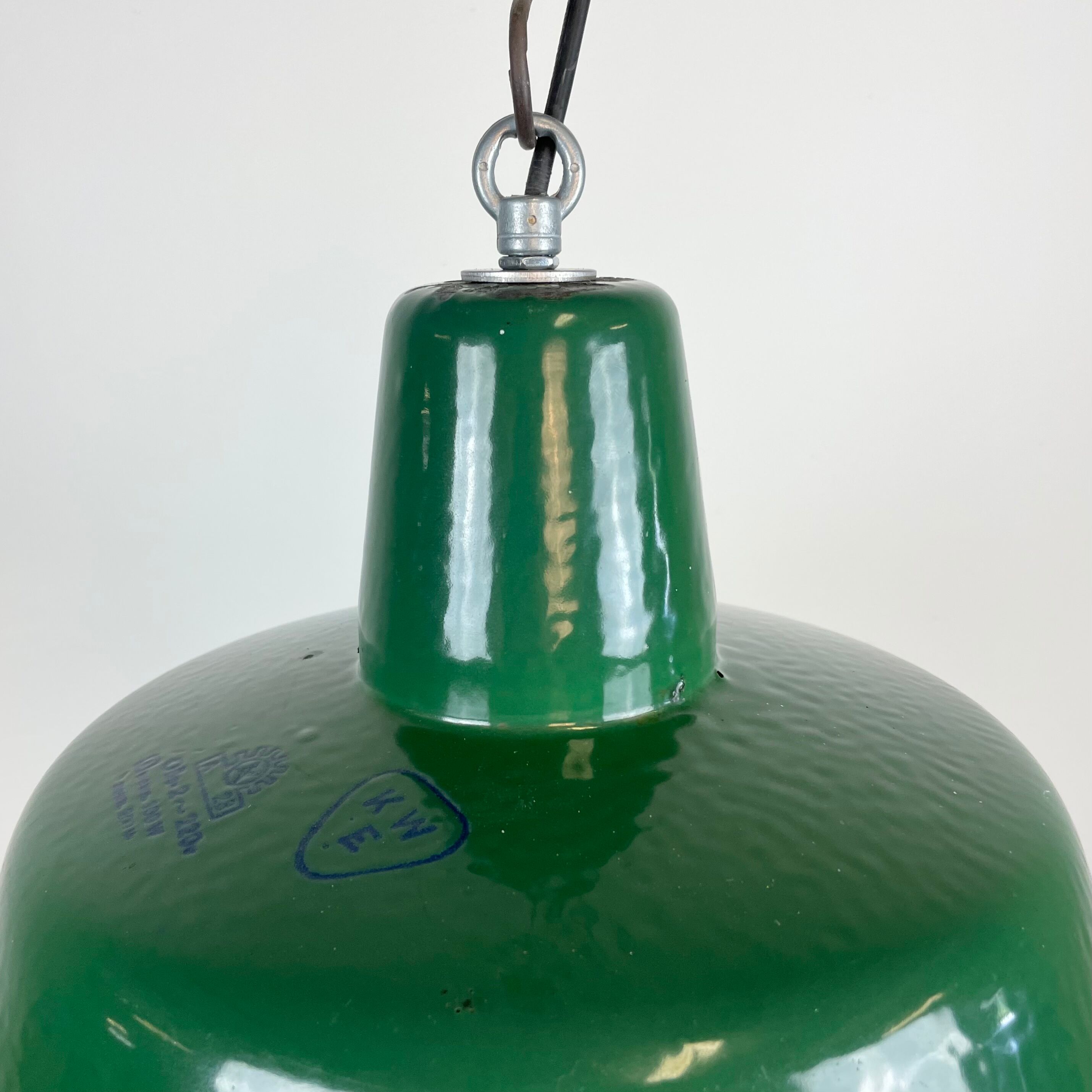 Industrial Green Enamel Pendant Lamp, 1960s