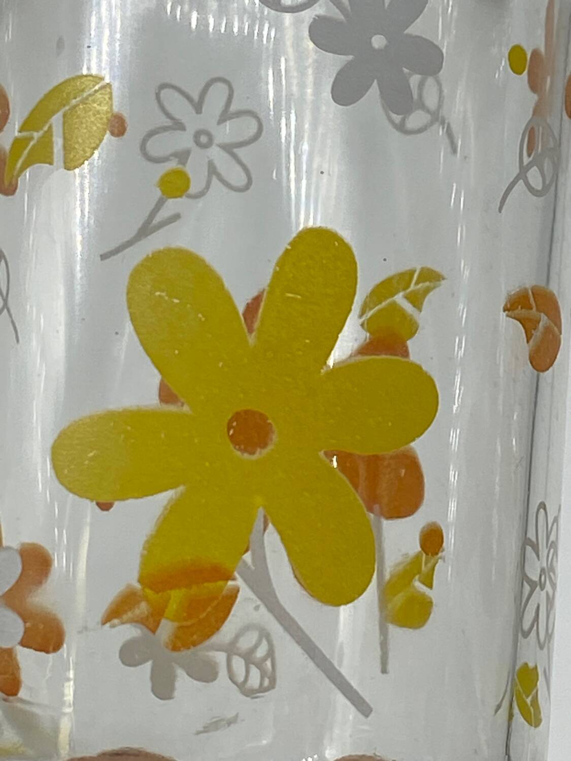 Service of 6 orangeade glasses, vintage, pop, picnic flowers 🟡🟠,