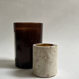 Cylindrical travertine candlestick by Fratelli Mannelli, Italian design 1970