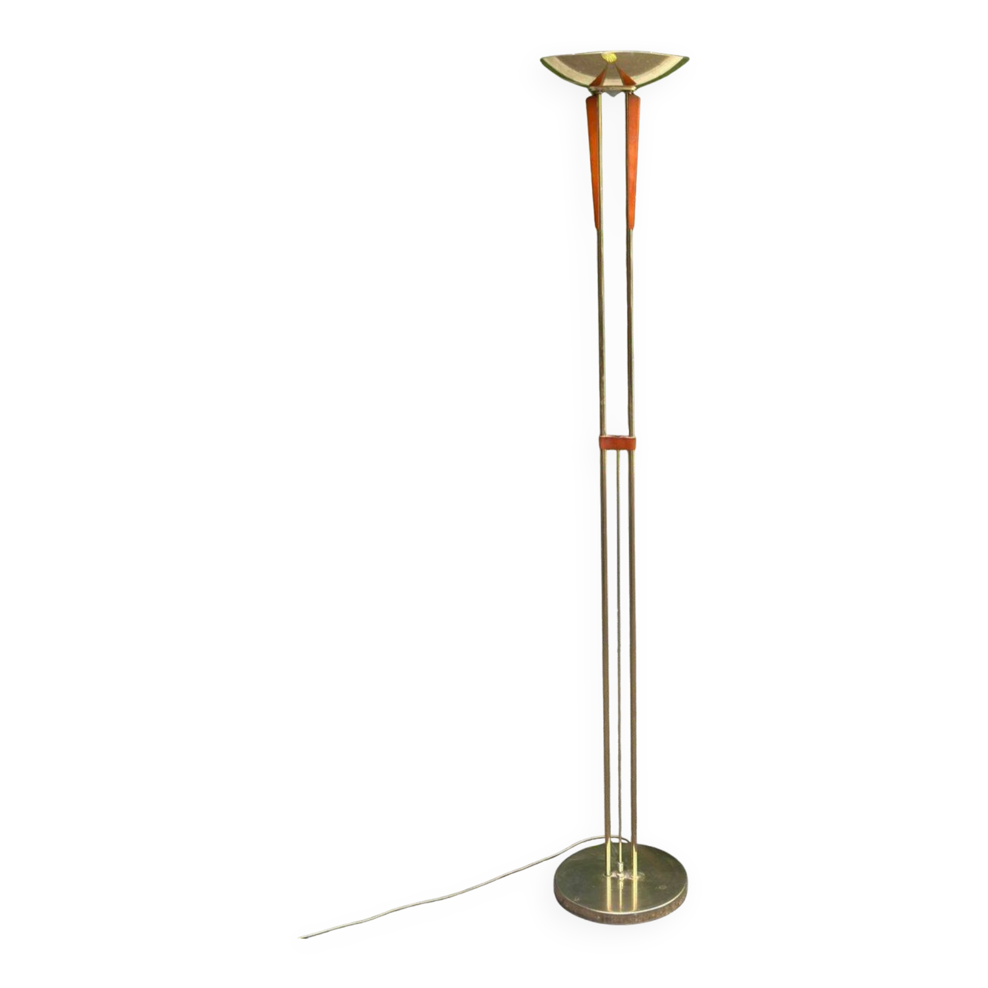 Vintage Italian floor lamp in gilded brass from the 1970s.