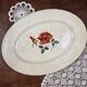 Digoin Sarreguemines plate with rose decoration, ironstone – Large patinated model