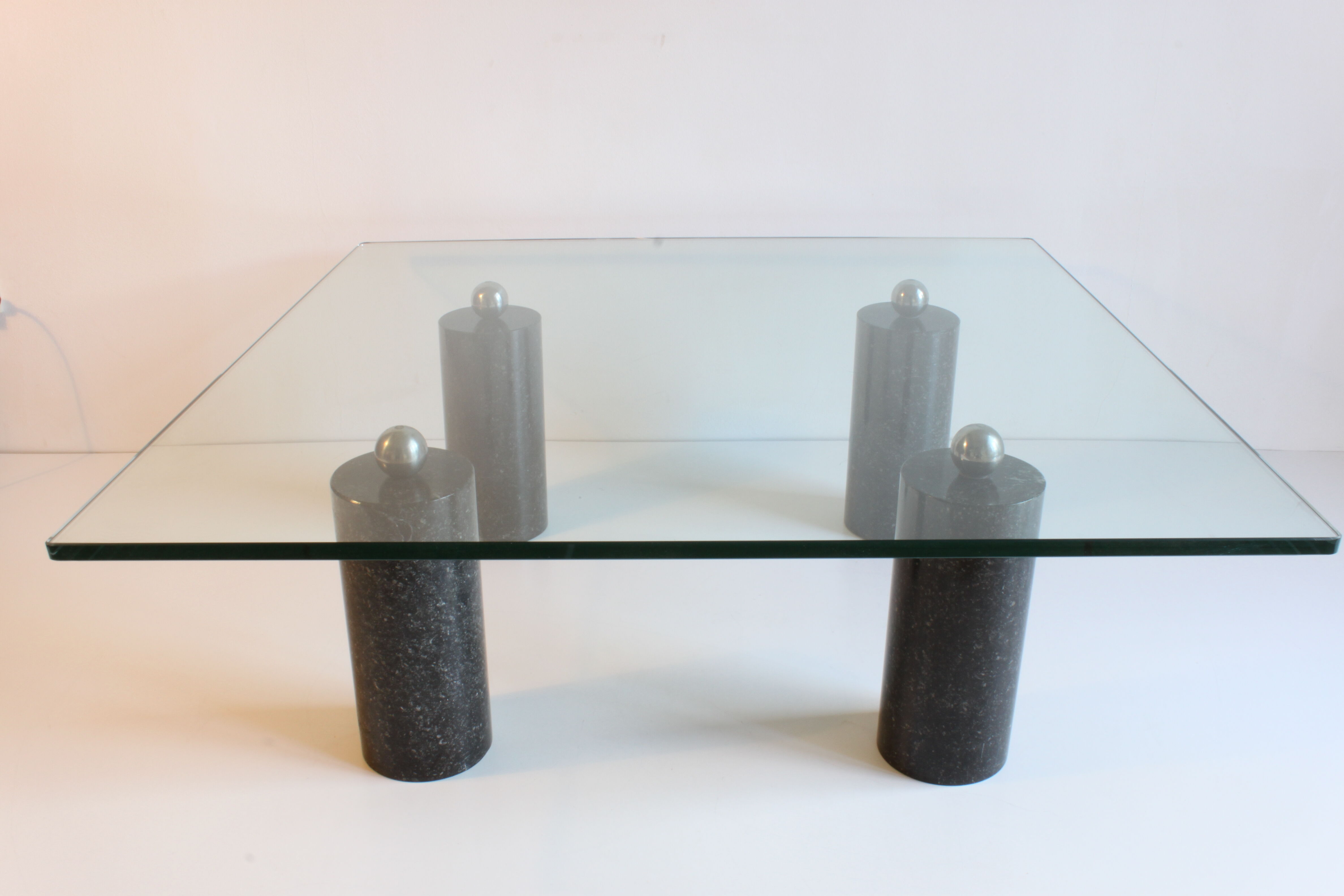Black Marble & Glass Coffee Table, 1980s