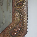 Bevelled handmade mirror in old repulsed copper - 54x45cm