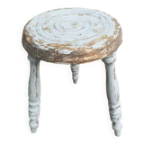 Patinated gray solid wood stool