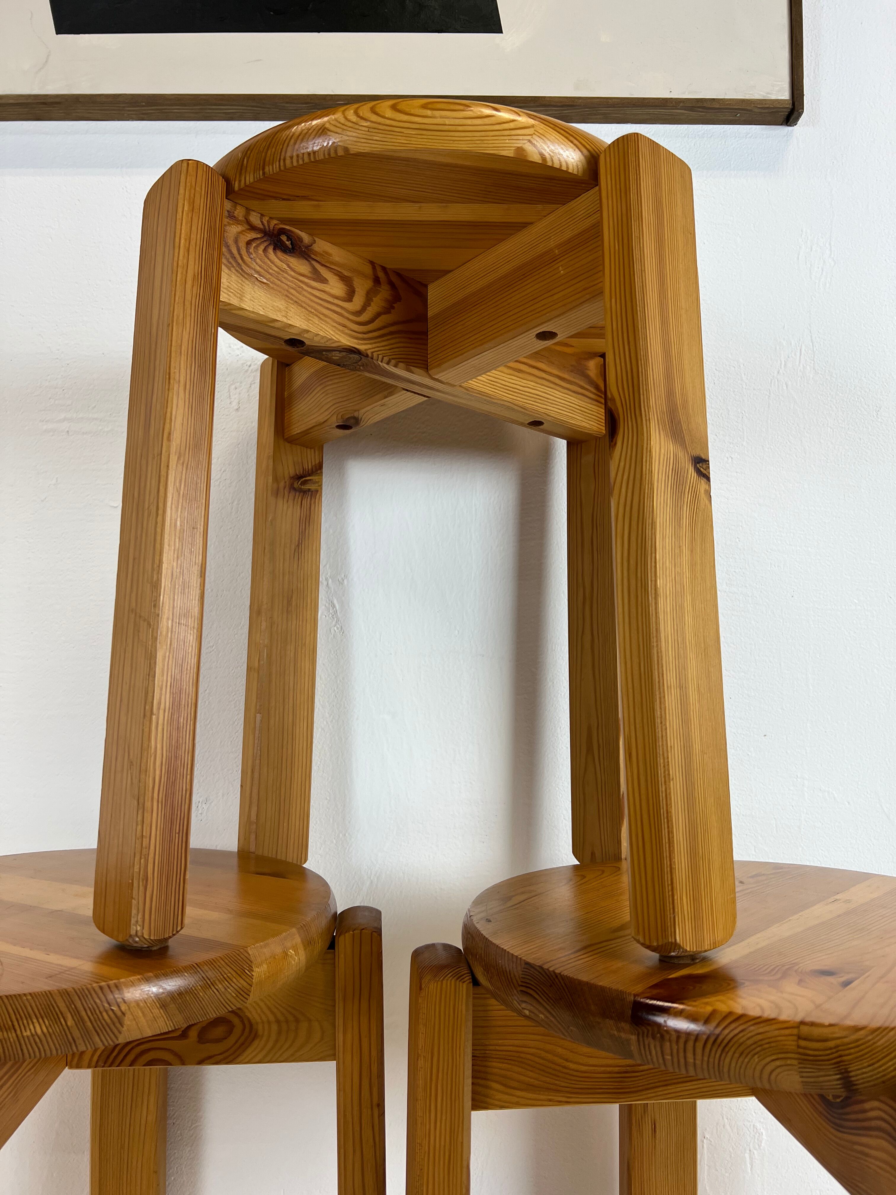 Mid-century stool trio, 1970