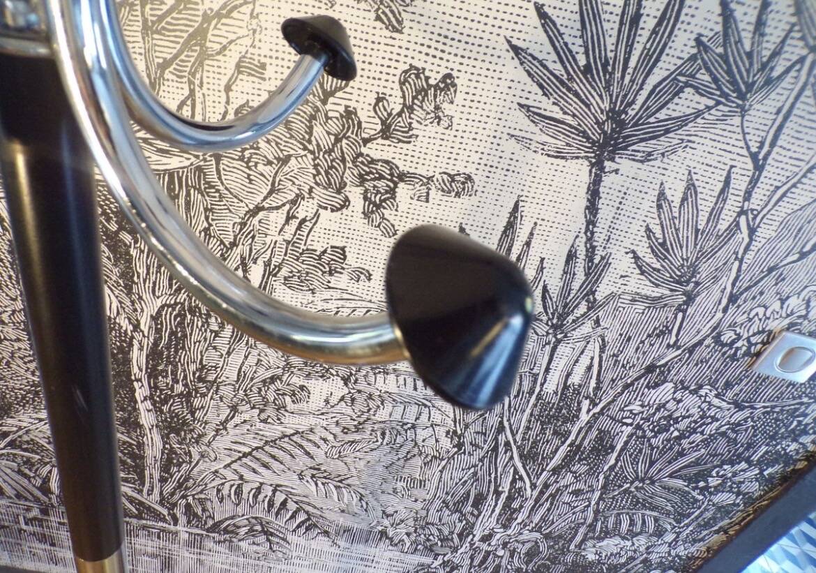 Chrome metal coat rack parrot