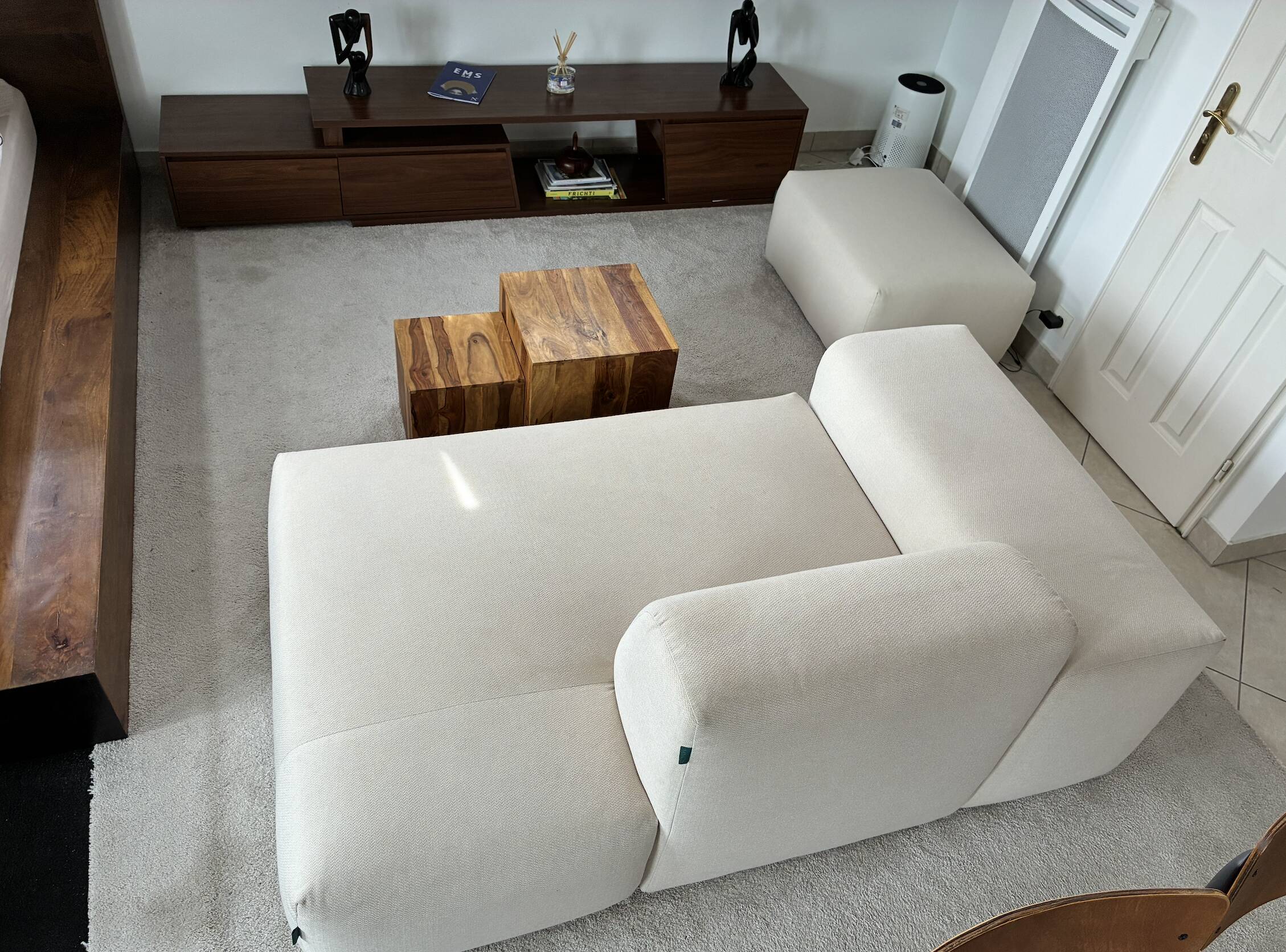 Extendable TV cabinet with walnut finish