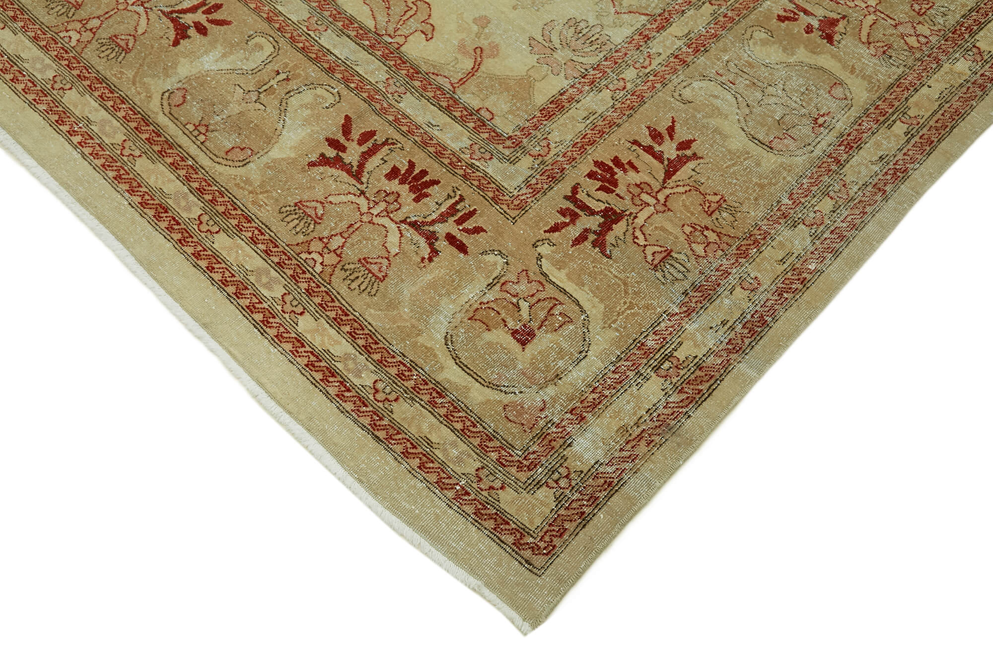 Hand-Knotted Anatolian One of a Kind 1970s 263 cm x 361 cm Beige Wool Carpet