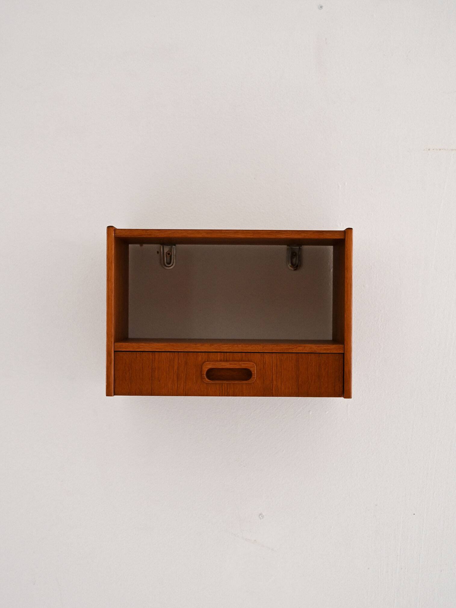 1960s Scandinavian wall-mounted teak bedside table
