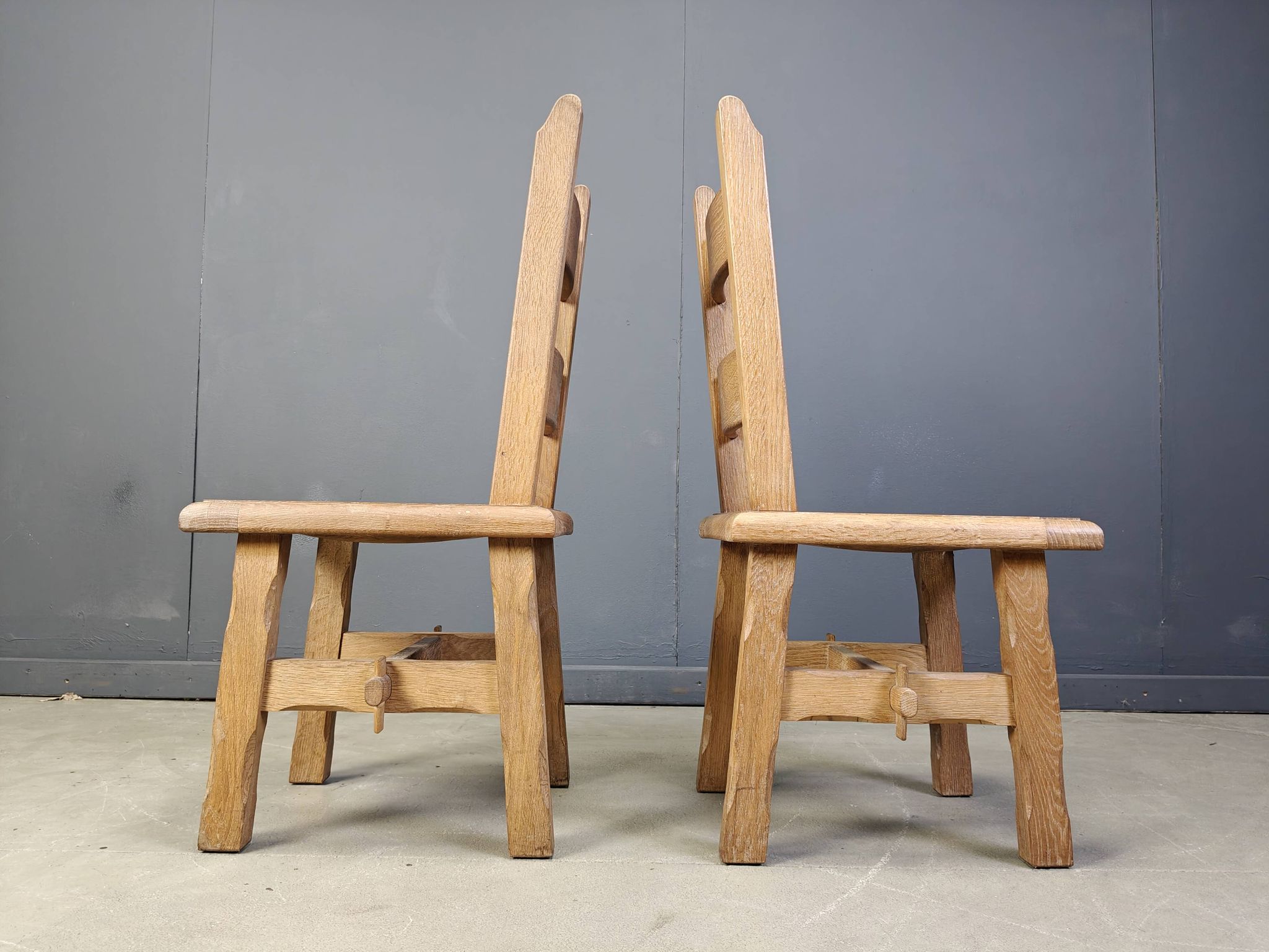 Vintage oak  brutalist dining chairs, 1960s