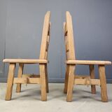 Vintage oak  brutalist dining chairs, 1960s