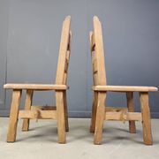 Vintage oak  brutalist dining chairs, 1960s