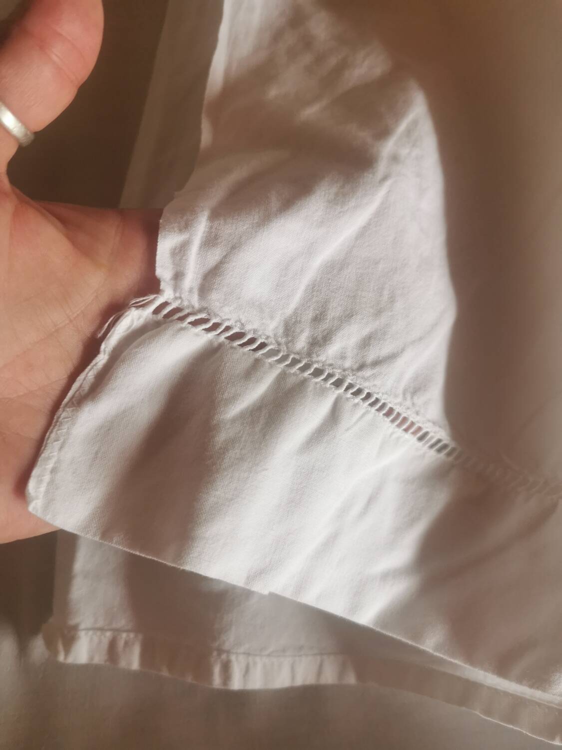 Old large monogrammed sheet hand-embroidered.