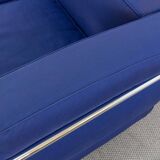 Cassina LC2 3seat Sofa by Charlotte Perriand, Le Corbusier and Pierre Jeanneret in blue fabrics