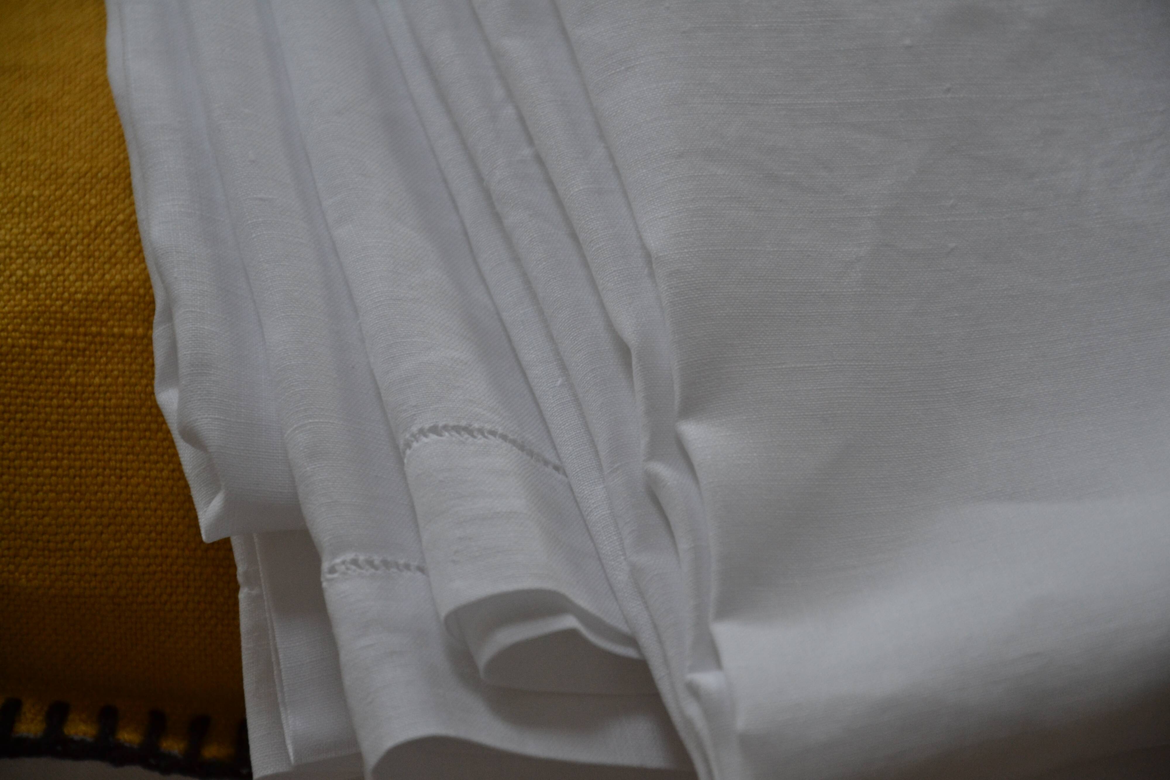 White linen tablecloth with embroidery 181cm/261cm