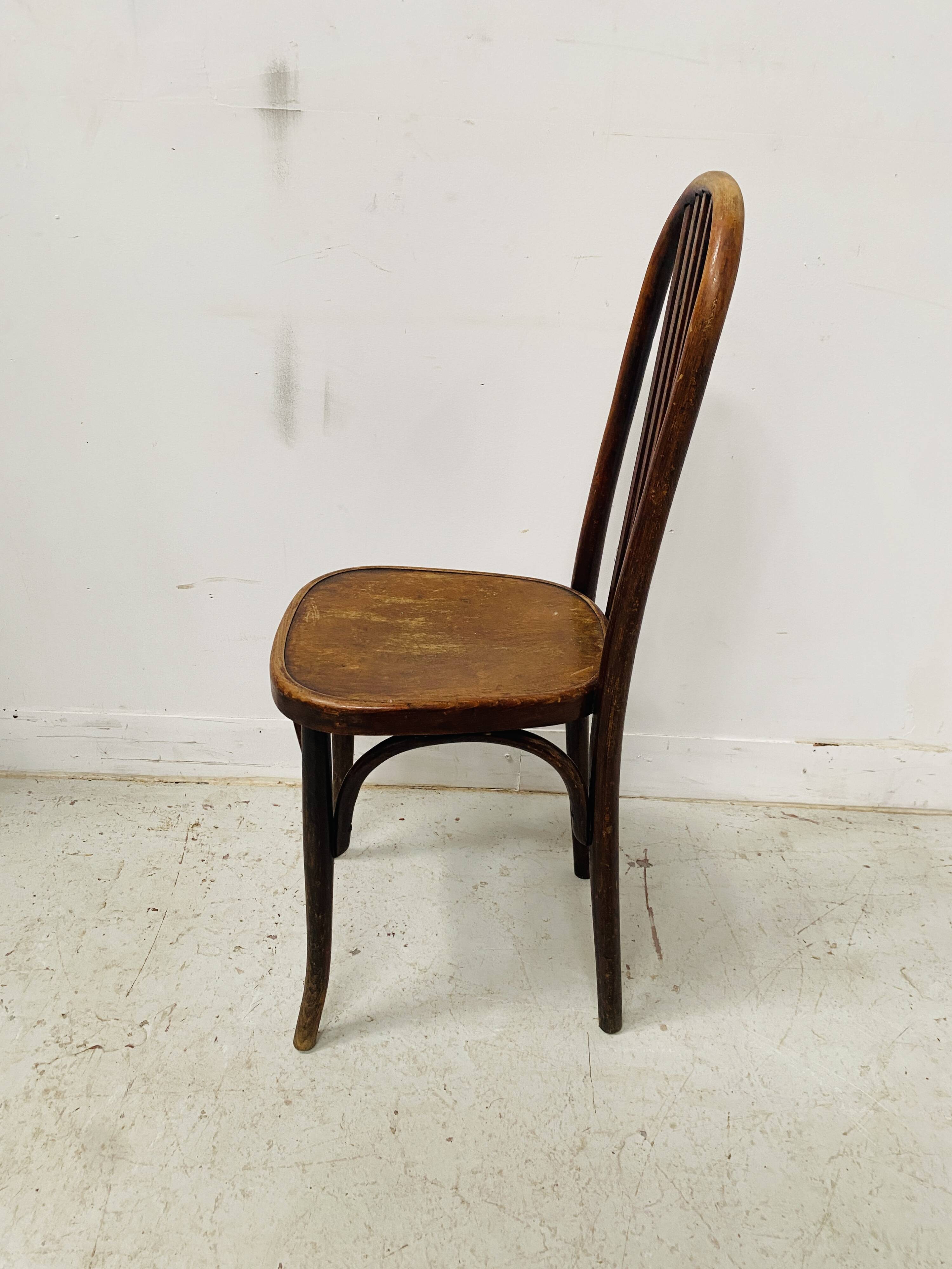 Set of six 20th century curved wooden chairs