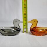 Pair of vintage colored crystal salerons, 8 cm