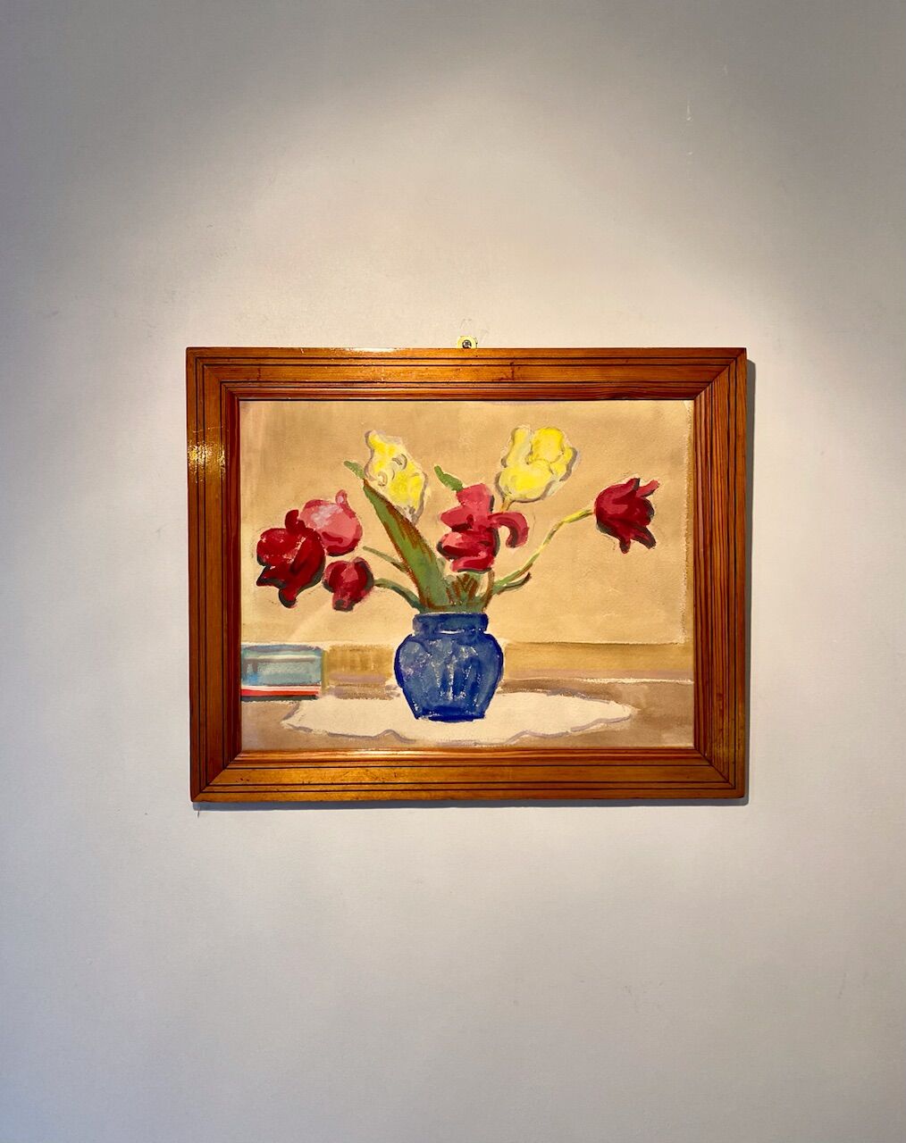 Old painting, still life with tulips, 70-80s