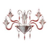 Venetian Imperial “Rigadin” Murano Glass Wall Sconce in Transparent Glass