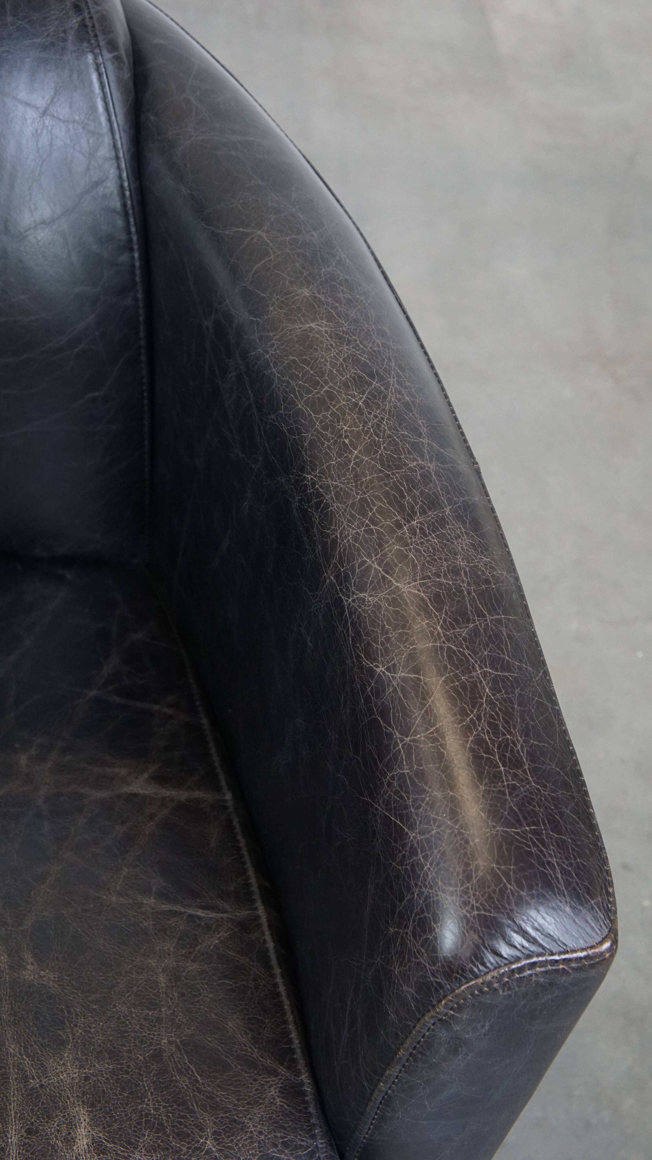 Black Cowhide Leather Aviator Armchair