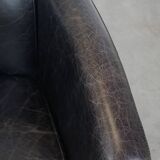 Black Cowhide Leather Aviator Armchair