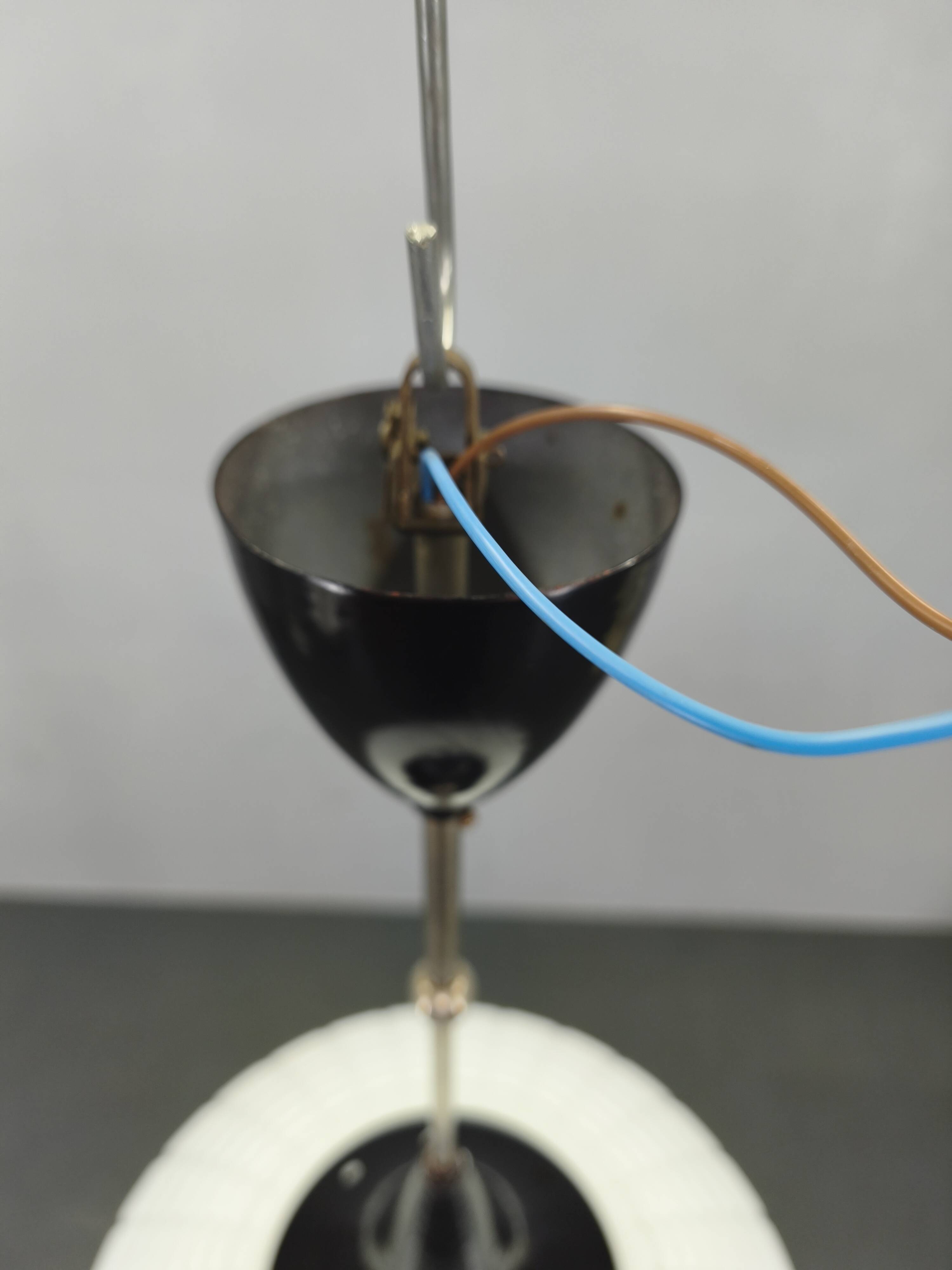 Adjustable Czech Pendant Light, Opaline Glass, 1970s