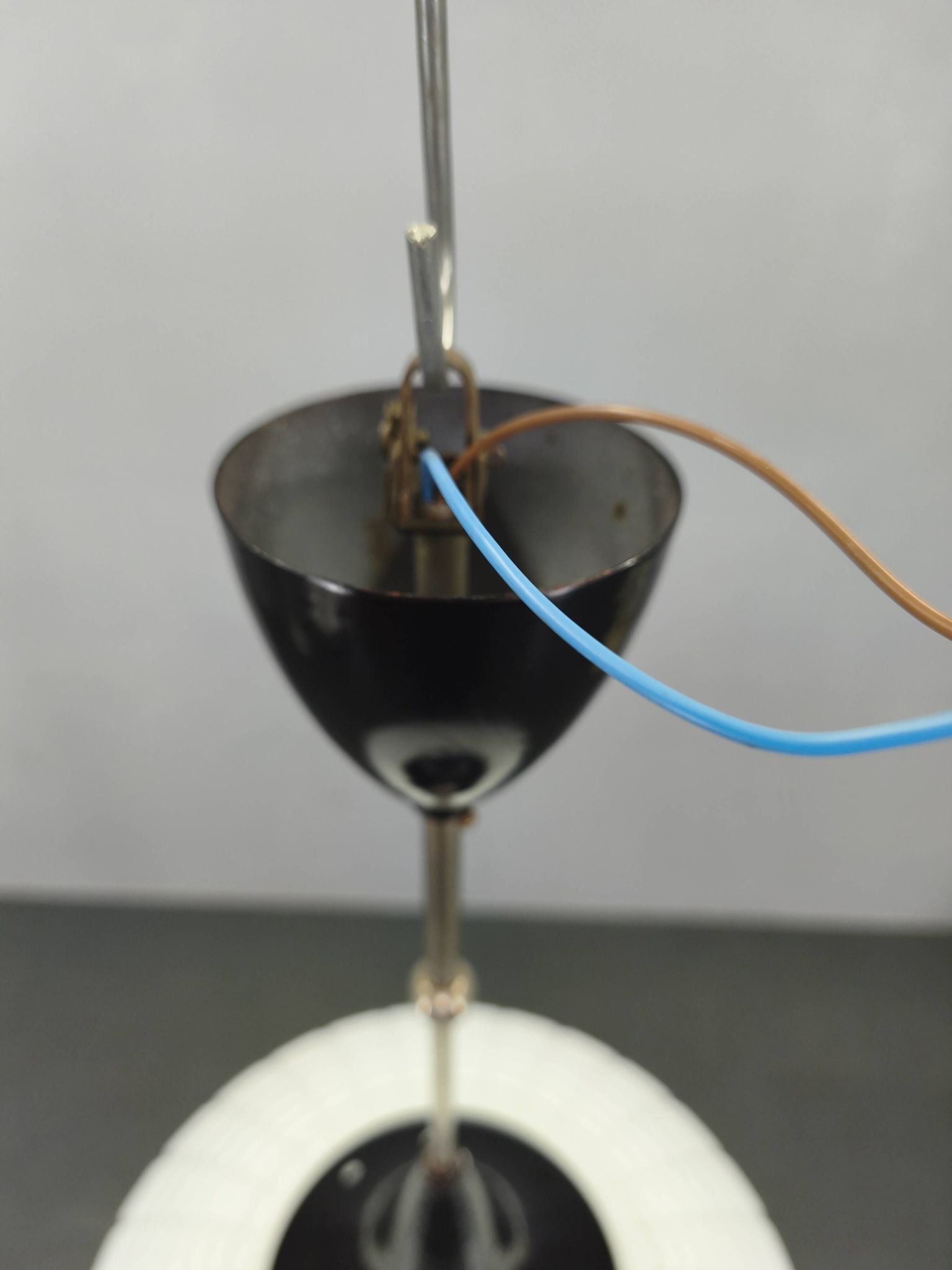 Adjustable Czech Pendant Light, Opaline Glass, 1970s