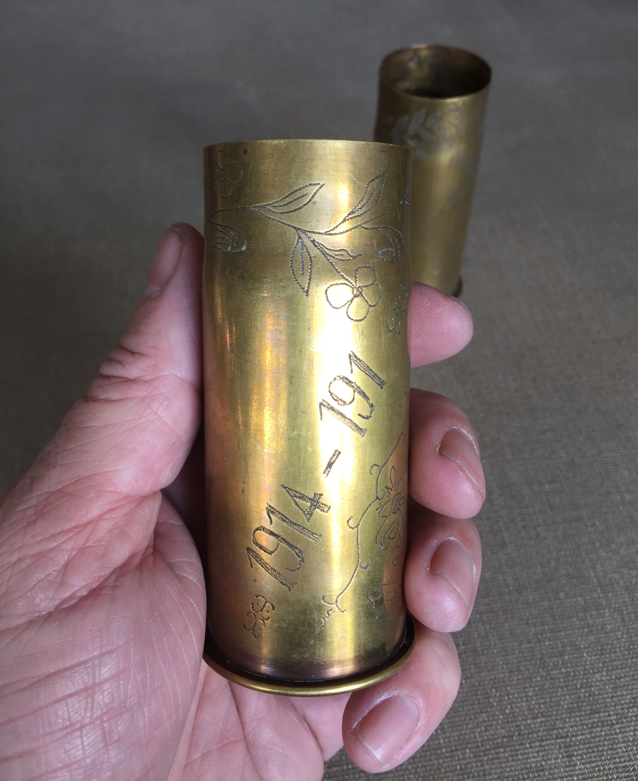 Pair of copper shells 1914-1918 Trench Art