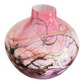 Vase Boule Michele Luzoro Verrerie Biot Verre Soufflé Inclusion OR Rose