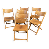 6 chaises de café Bistrot Terrasse pliantes en bois 60's