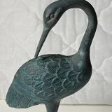 Bronze crane sculpture