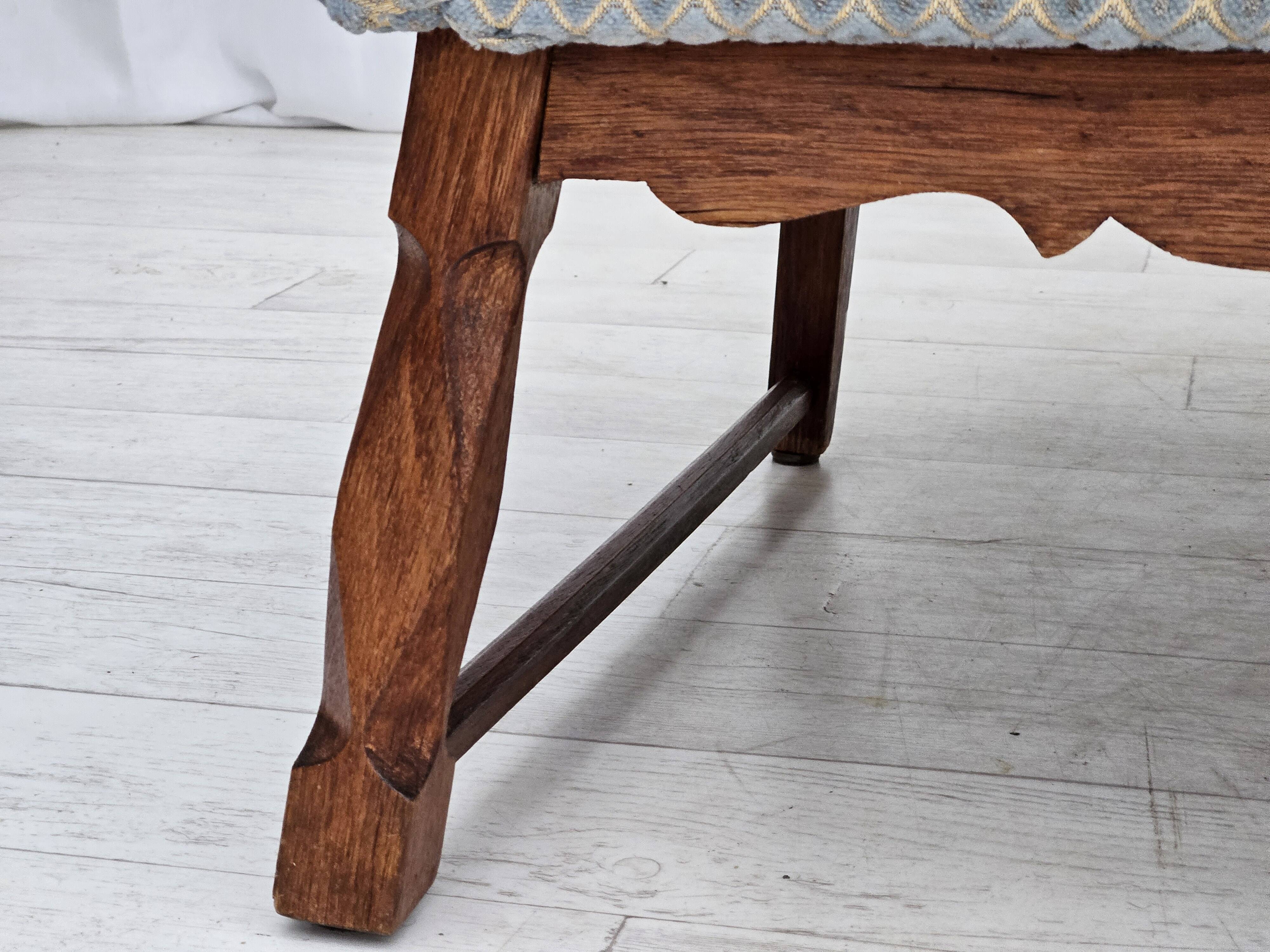 1970s, Danish 3 seater sofa, original good condition, velour, oak wood.