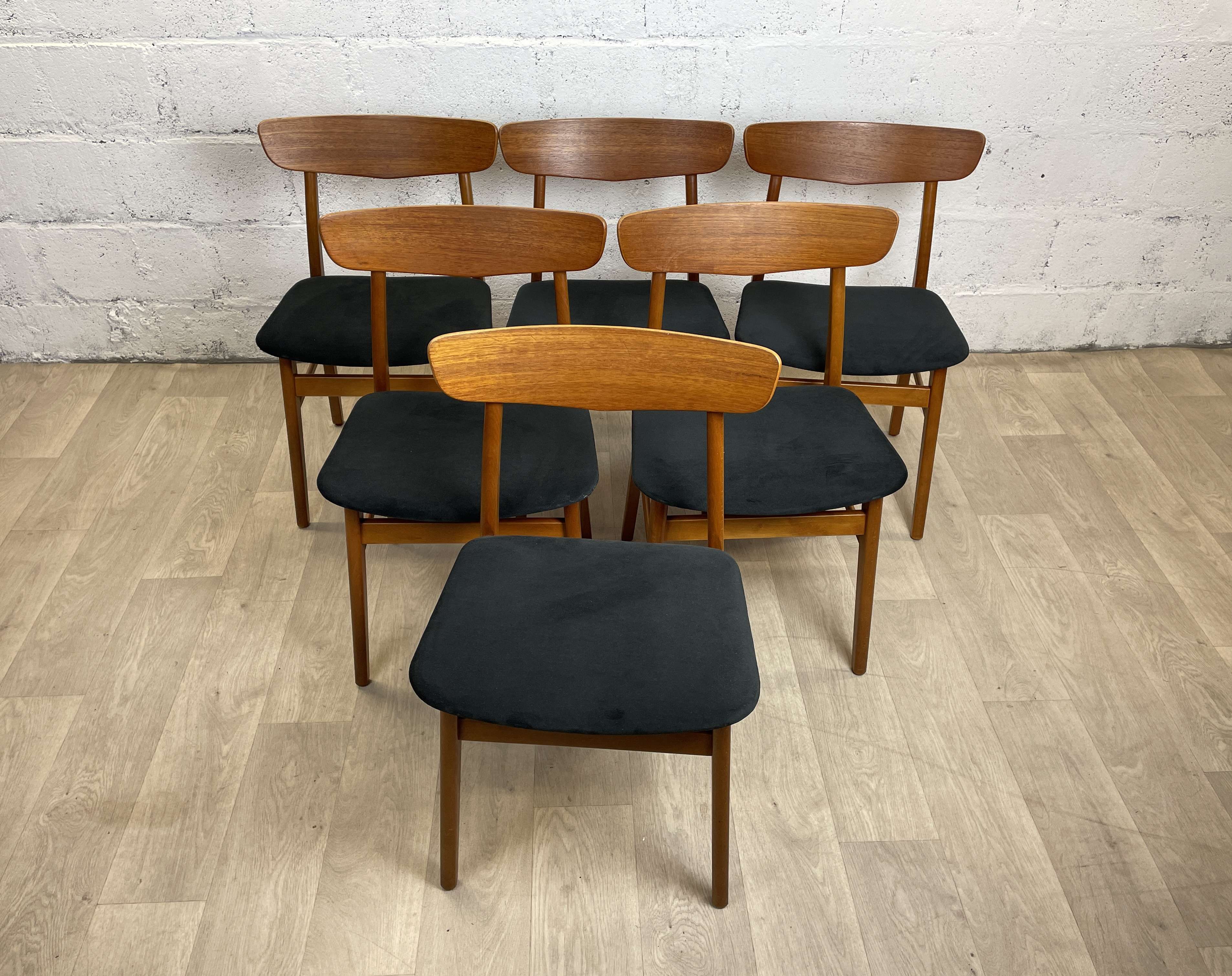 Set of 6 vintage Scandinavian teak dining chairs, 60s