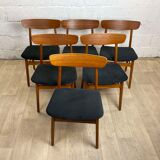 Set of 6 vintage Scandinavian teak dining chairs, 60s