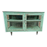 Ancien buffet vitré Art déco en teck birman