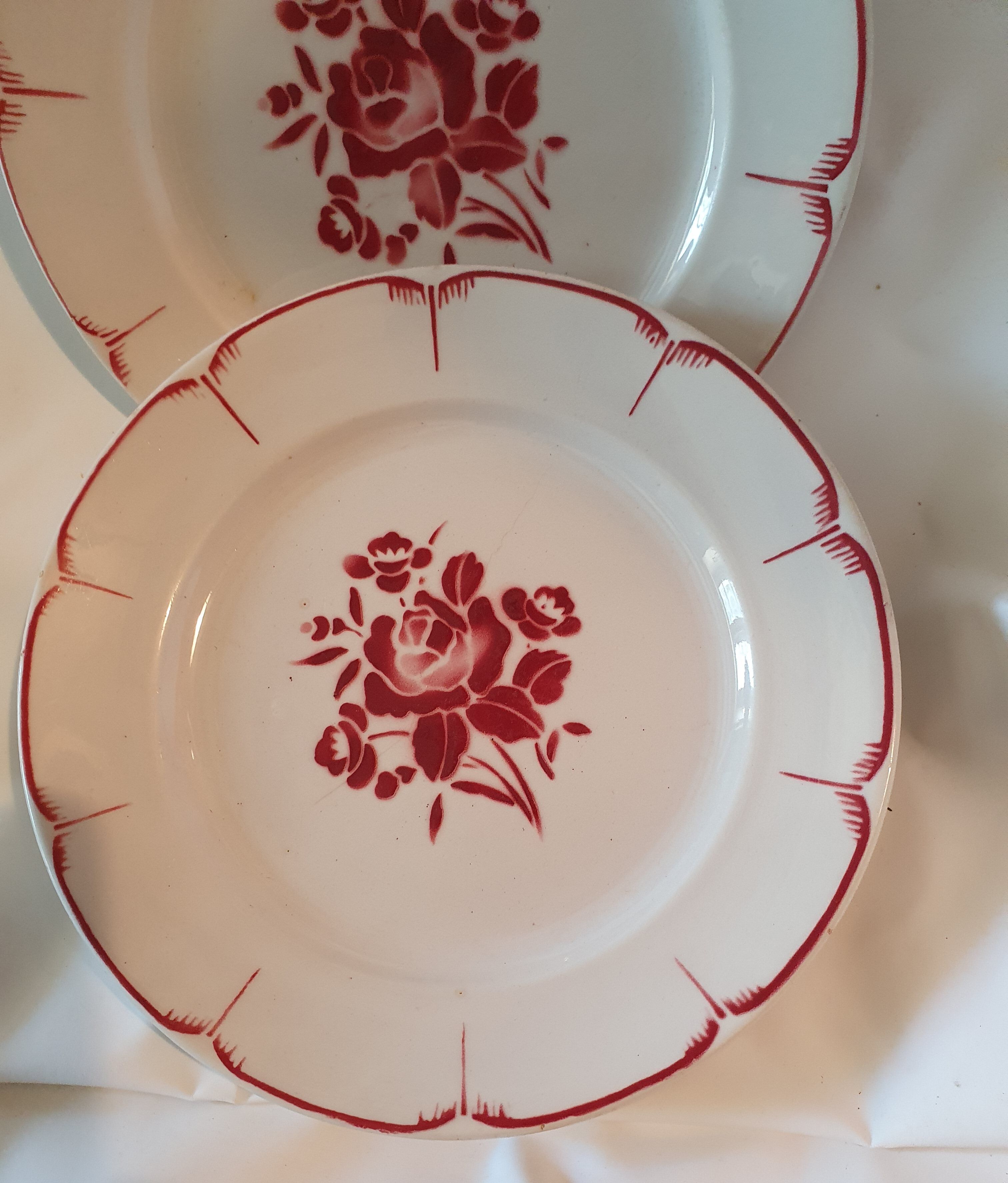 6 flat plates decor red roses