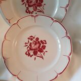 6 assiettes plates decor roses rouges