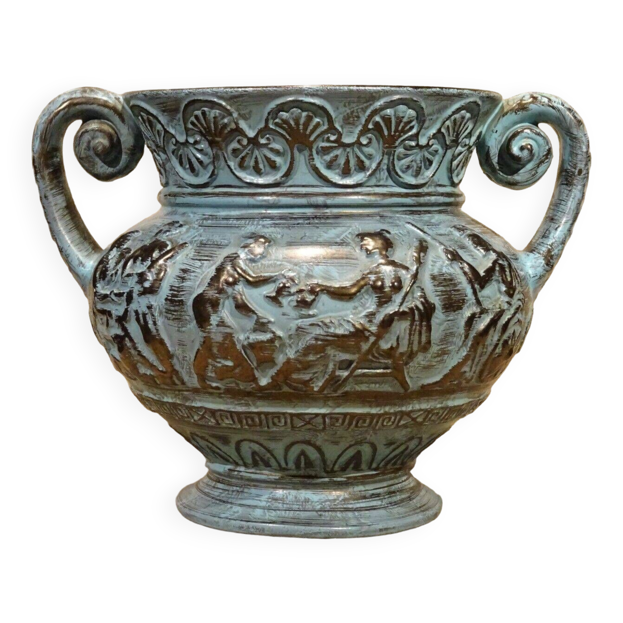 Large U-Keramik ceramic pot cover vase with antique decoration 4.610 kg