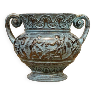 Large U-Keramik ceramic pot cover vase with antique decoration 4.610 kg