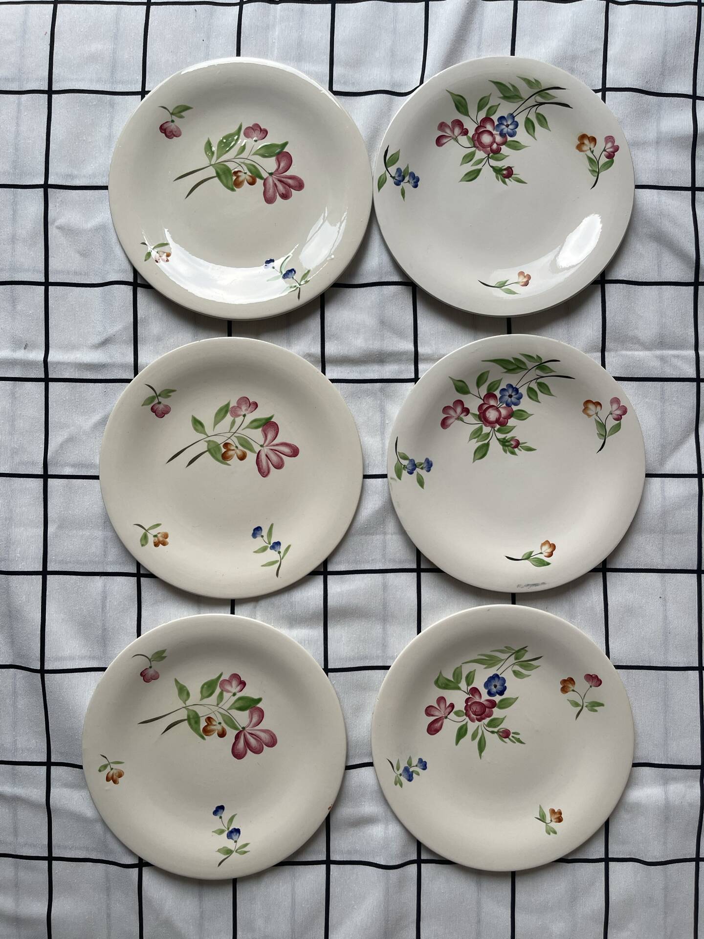 6 dessert plates Niderviller flower pattern 1925-1930 Made in France
