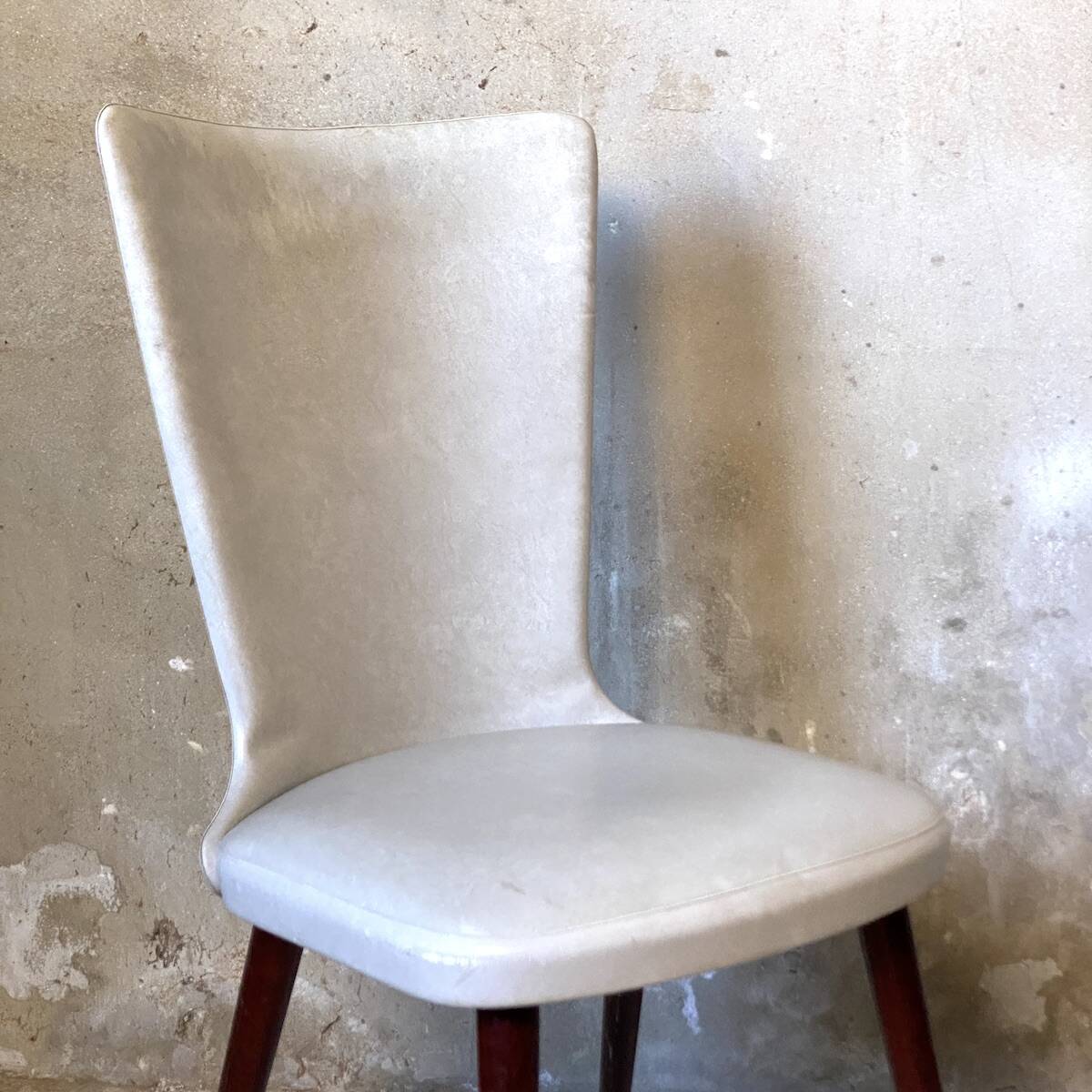 Pair of vintage 1960s chairs in grey faux leather.